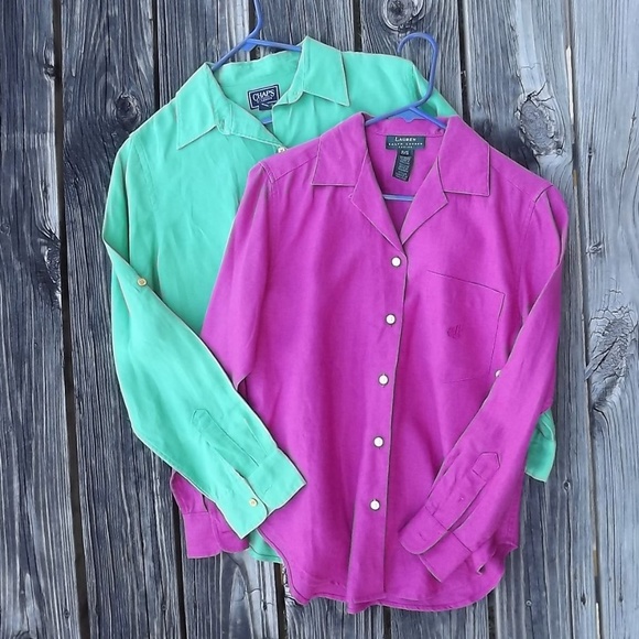 2 Long Sleeve Ralph Lauren Linen Shirts - Picture 1 of 4